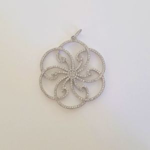 925 Diamond Pendant necklace charm swirl New sterling silver